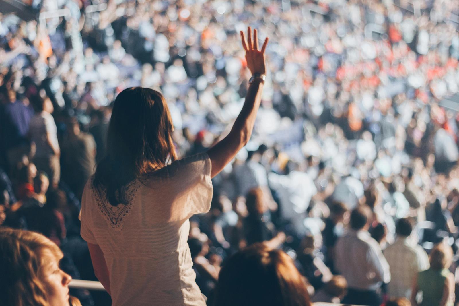 Rally crowd at a large community event